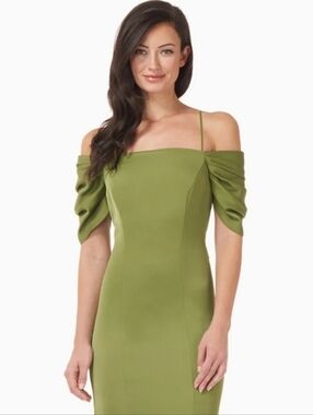 JS Collections Green Off Shoulder Sheath Cocktail-Semi-Formal Dress - Size 10